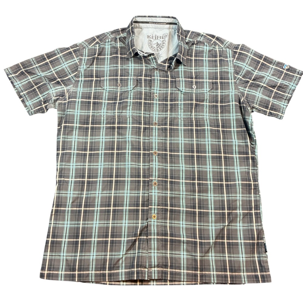Kuhl Response Shirt Mens Large Hiking Outdoor Plaid Short Sleeve Eluxur Active